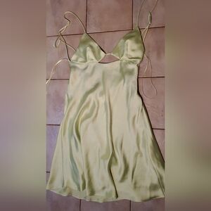 Zara Satin Slip Dress in Soft Yellow Green